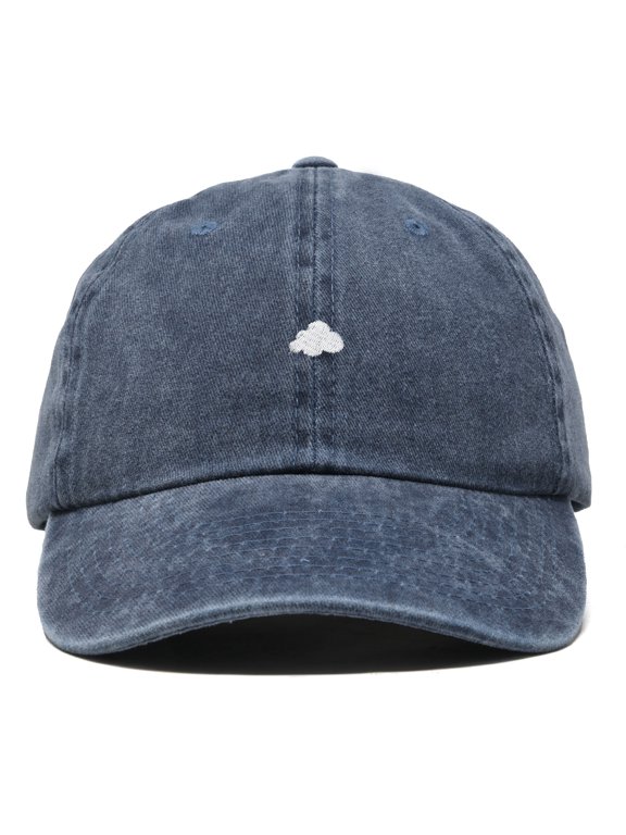 Lil Cloud Embroidered Cotton Cap Outdoor Dad Hat Womens in Washed Navy Blue