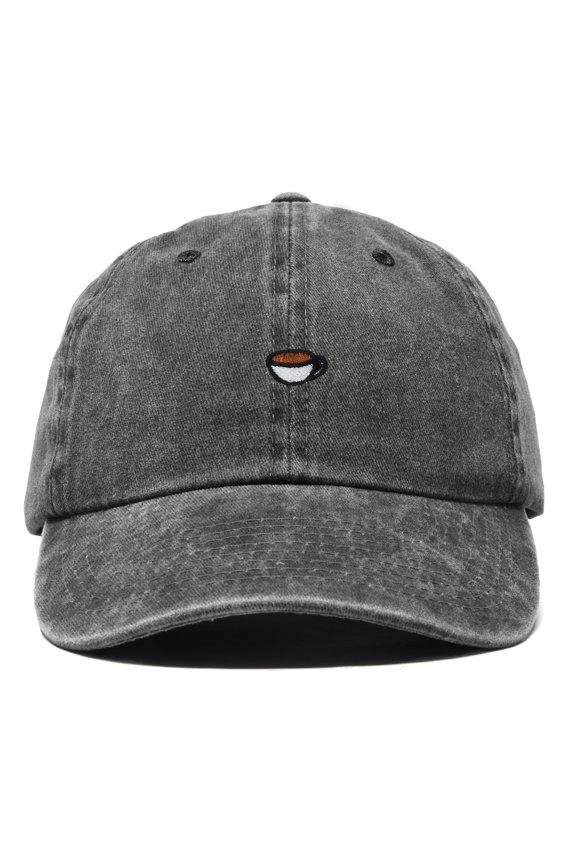 Lil Coffee Embroidered Cotton Cap Summer Food Outdoor Dad Hat Womens in Washed Black