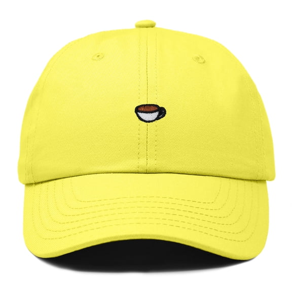 Dalix Lil Coffee Embroidered Cotton Cap Summer Food Outdoor Dad Hat Womens in Yellow