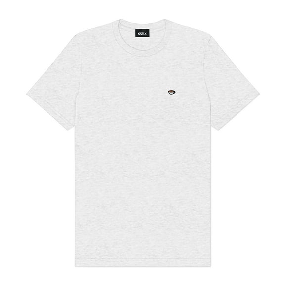 Dalix Lil Coffee Embroidered Cotton Tee Lightweight Jersey Mens in Ash Gray 2XL XX-Large