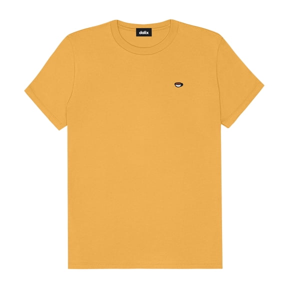 Dalix Lil Coffee Embroidered Lightweight Jersey Tee Summer Cute Food Womens in Mustard S Small