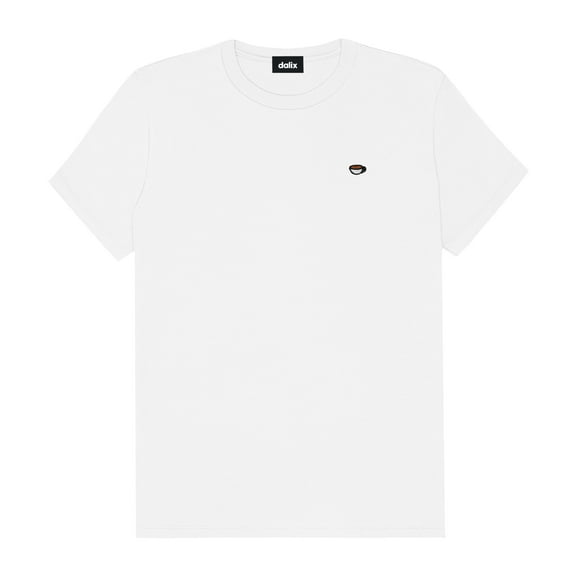 Dalix Lil Coffee Embroidered Lightweight Jersey Tee Summer Cute Food Womens in White S Small