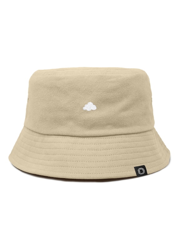 Lil Cloud Embroidered Cotton Cap Outdoor Bucket Hat Womens in Sesame Beige S Small
