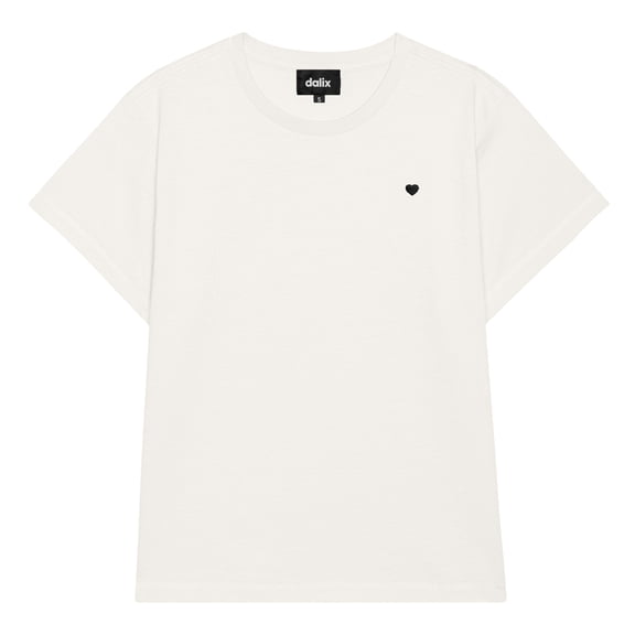 Dalix Lil Heart Cropped Tee Lightweight High Waisted Short Sleeve Summer Shirt Womens in Vintage White XL X-Large