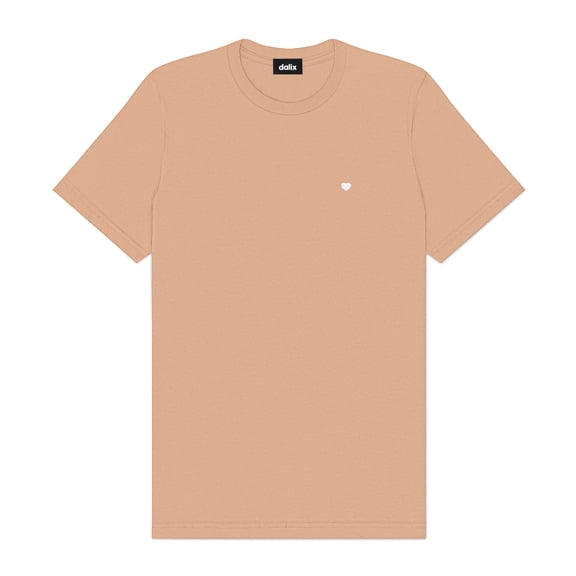 Dalix Lil Heart Midweight Cotton Short Sleeve Summer Tee Mens in Peach 4XL XXXX-Large