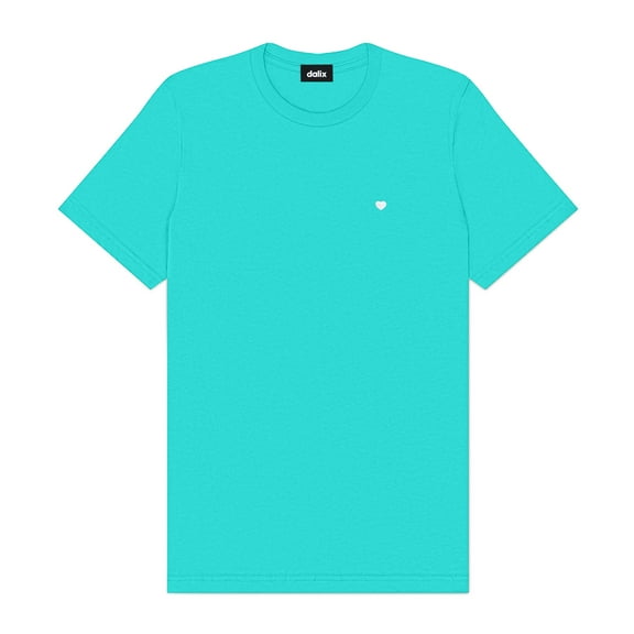 Dalix Lil Heart Midweight Cotton Short Sleeve Summer Tee Mens in Teal 4XL XXXX-Large