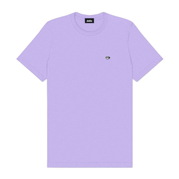 Dalix Lil Matcha Embroidered Cotton Tee Lightweight Jersey Mens in Lavender M Medium