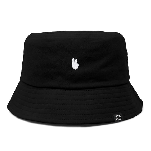 Dalix Lil Peace Sign Cotton Embroidered Cotton Cap Outdoor Bucket Hat Womens in Black S Small
