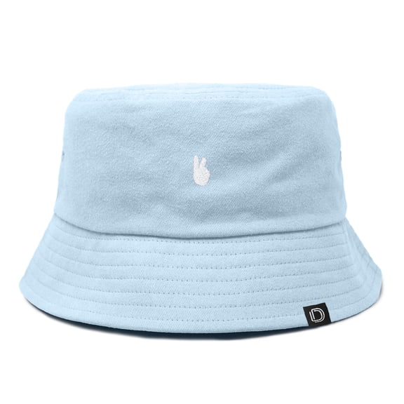 Dalix Lil Peace Sign Cotton Embroidered Cotton Cap Outdoor Bucket Hat Womens in Forever Blue M Medium