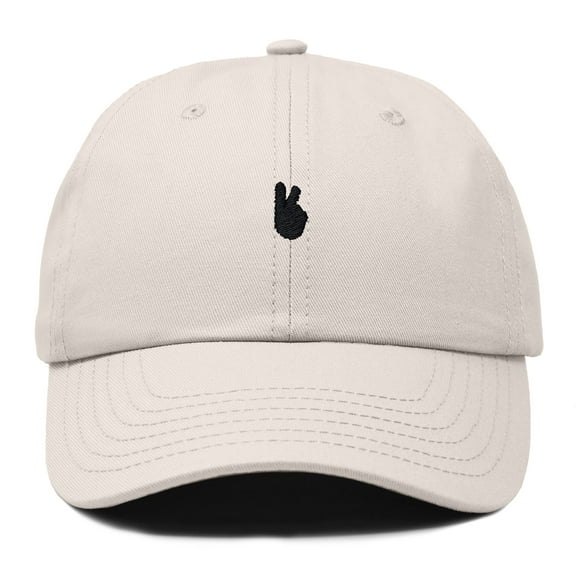 Dalix Lil Peace Sign Embroidered Cotton Cap Outdoor Dad Hat Womens in Beige