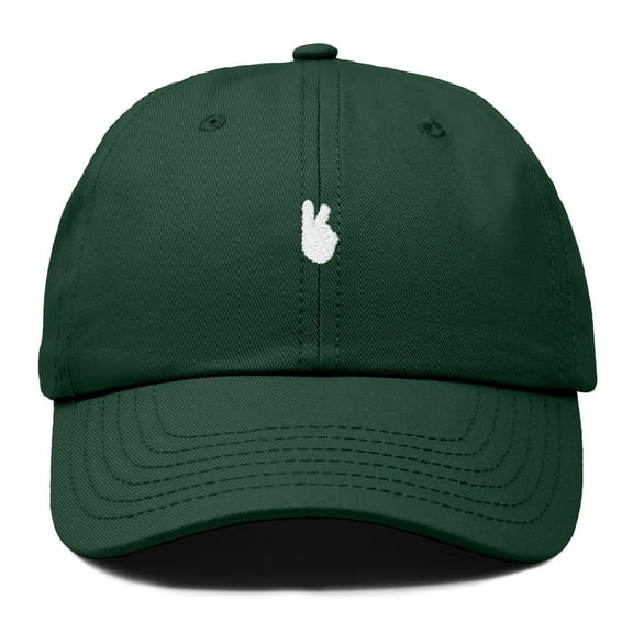 Dalix Lil Peace Sign Embroidered Cotton Cap Outdoor Dad Hat Womens in Dark Green