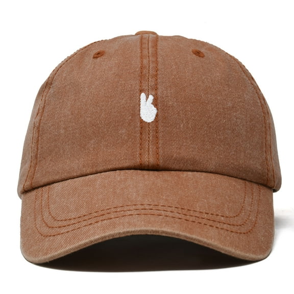 Dalix Lil Peace Sign Embroidered Cotton Cap Outdoor Dad Hat Womens in Washed Orange