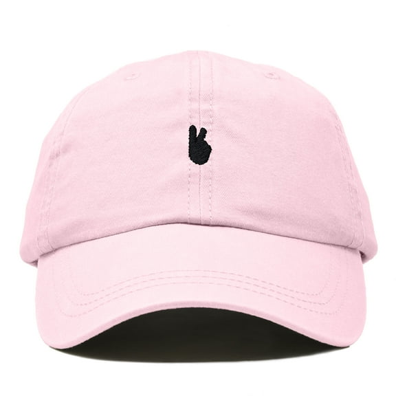 Dalix Lil Peace Sign Embroidered Cotton Cap Outdoor Dad Hat Womens in Washed Pink