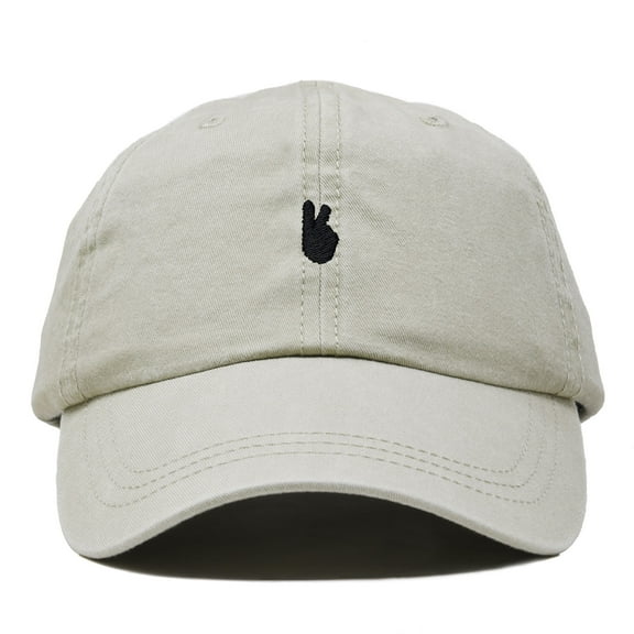 Dalix Lil Peace Sign Embroidered Cotton Cap Outdoor Dad Hat Womens in Washed Stone White