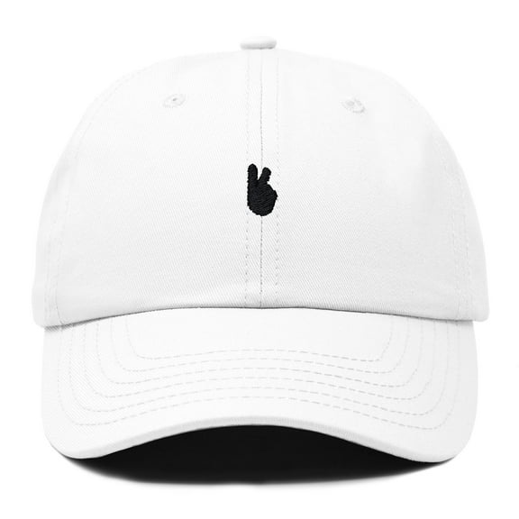 Dalix Lil Peace Sign Embroidered Cotton Cap Outdoor Dad Hat Womens in White