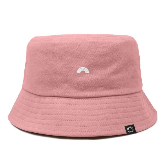 Dalix Lil Rainbow Embroidered Cotton Cap Outdoor Bucket Hat Womens in Peach Melba L Large