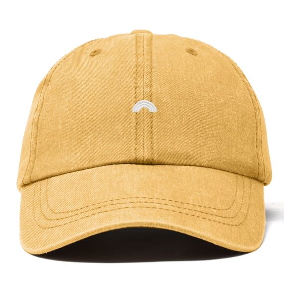 Dalix Lil Rainbow Embroidered Cotton Cap Summer Outdoor Dad Hat Womens in Washed Gold
