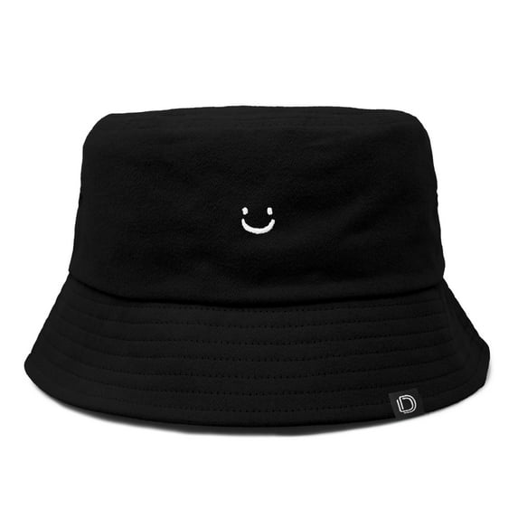 Dalix Lil Smile Cotton Bucket Hat Lightweight Outdoor Travel Beach Everyday Womens in Black S Small