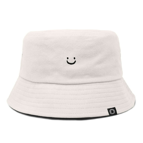 Dalix Lil Smile Cotton Bucket Hat Lightweight Outdoor Travel Beach Everyday Womens in Parchment White M Medium