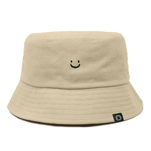 Dalix Lil Smile Cotton Bucket Hat Lightweight Outdoor Travel Beach Everyday Womens in Sesame Beige L Large
