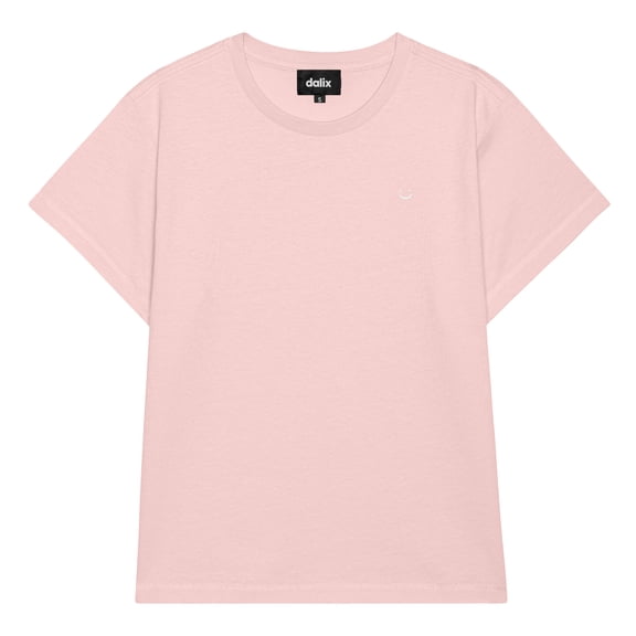 Dalix Lil Smile Cropped Tee Lightweight High Waisted Short Sleeve Summer Shirt Womens in Rose S Small