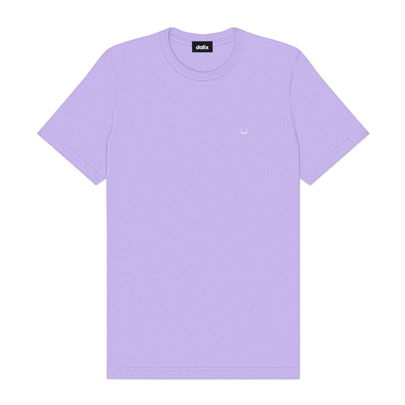 Dalix Lil Smile Embroidered Cotton Tee Lightweight Jersey Mens in Lavender 2XL XX-Large