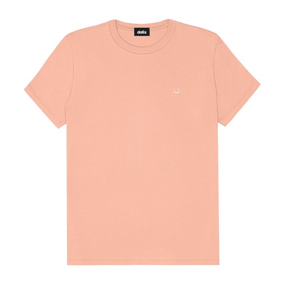 Dalix Lil Smile Face Embroidered Lightweight Relaxed Jersey Tee Summer Cute Short Sleeve T Shirt Womens in Terracotta S Small