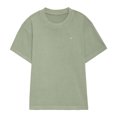 thumbnail image 1 of Dalix Lil Smile Heavyweight Pigment Dye Tee Short Sleeve Cotton Shirt Mens in Oil Green S Small, 1 of 5