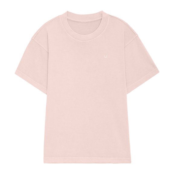 Dalix Lil Smile Heavyweight Pigment Dye Tee Short Sleeve Cotton Shirt Mens in Pink XS X-Small