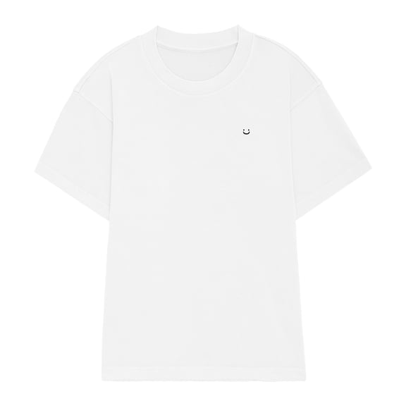 Dalix Lil Smile Heavyweight Pigment Dye Tee Short Sleeve Cotton Shirt Mens in White 2XL XX-Large