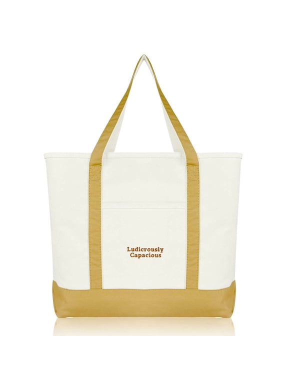 Ludicrously Capacious Embroidered Shopping Tote Bag in Brown