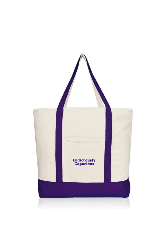 Ludicrously Capacious Embroidered Shopping Tote Bag in Purple