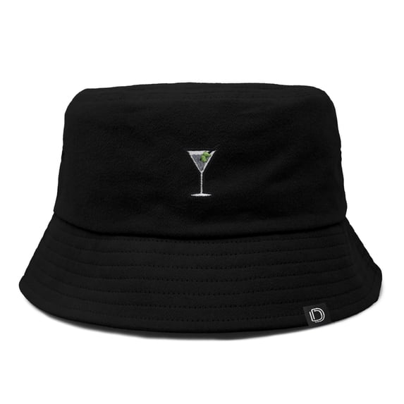 Dalix Martini Cotton Bucket Hat Lightweight Outdoor Travel Beach Everyday Womens in Black S Small