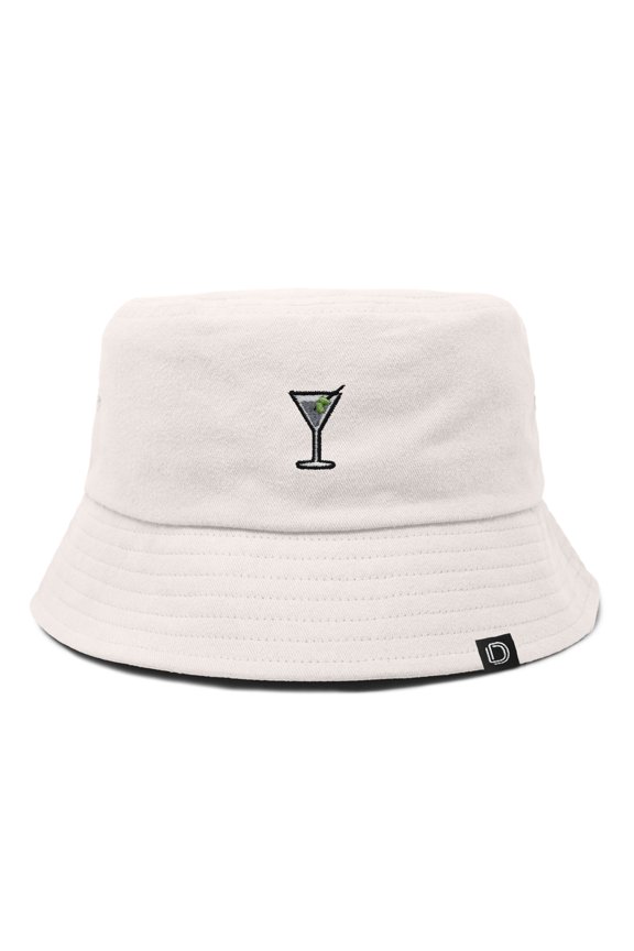 Martini Cotton Bucket Hat Lightweight Outdoor Travel Beach Everyday Womens in Parchment White XL X-Large