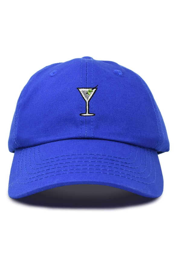 Martini Embroidered Cap Cotton Baseball Cute Cool Dad Hat Womens in Royal Blue