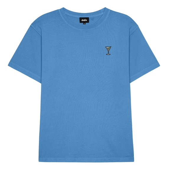 Dalix Martini Midweight Garment Dye Soft Tee Short Sleeve Cotton Shirt Mens in Blue 3XL XXX-Large