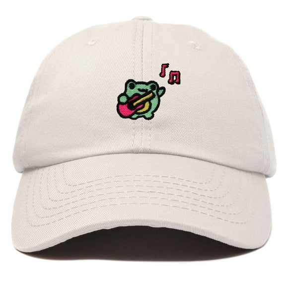 Dalix Melody Frog Embroidered Womens Cotton Dad Hat Baseball Cap Adjustable in Beige
