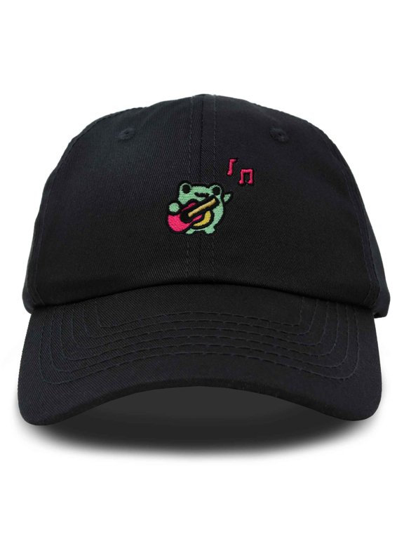 Melody Frog Embroidered Womens Cotton Dad Hat Baseball Cap Adjustable in Black