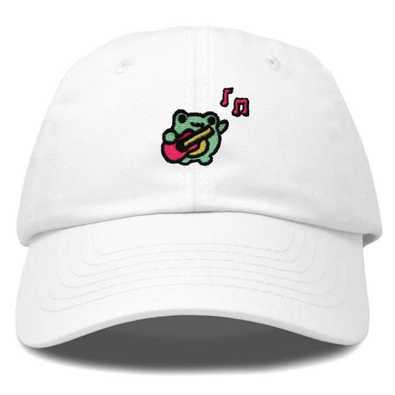 Dalix Melody Frog Embroidered Womens Cotton Dad Hat Baseball Cap Adjustable in White