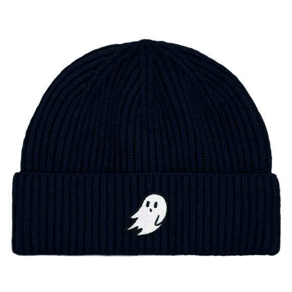 Dalix Mens Ghost Fisherman Beanie Hat Winter Knit Cuffed Watch Cap in Navy Blue