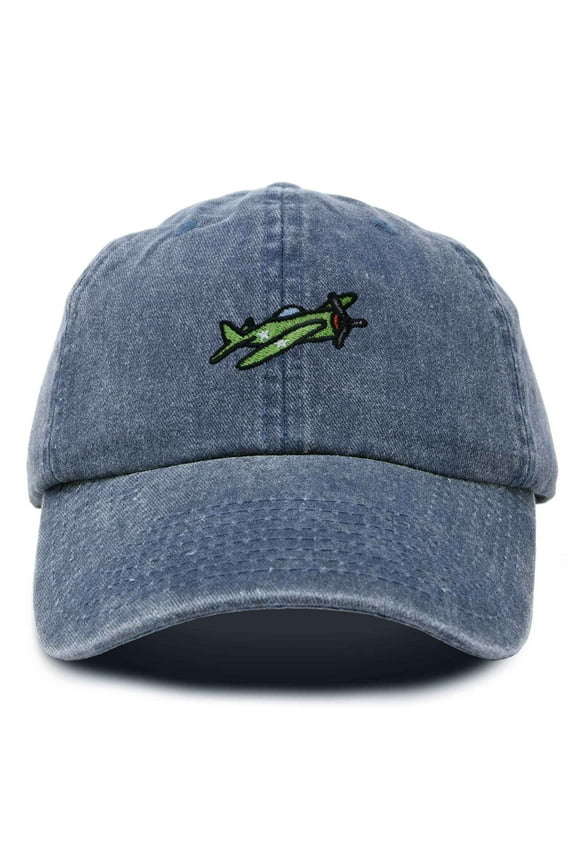 Military Plane Embroidered Cap Cotton Baseball Hat Airplane Jet Men in Washed Navy Blue