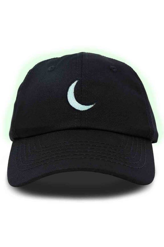 Moon Embroidered Crescent Astronomy Night Cotton Dad Hat Baseball Cap Adjustable Womens in Black