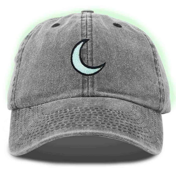 Dalix Moon Embroidered Crescent Astronomy Night Cotton Dad Hat Baseball Cap Adjustable Womens in Washed Black