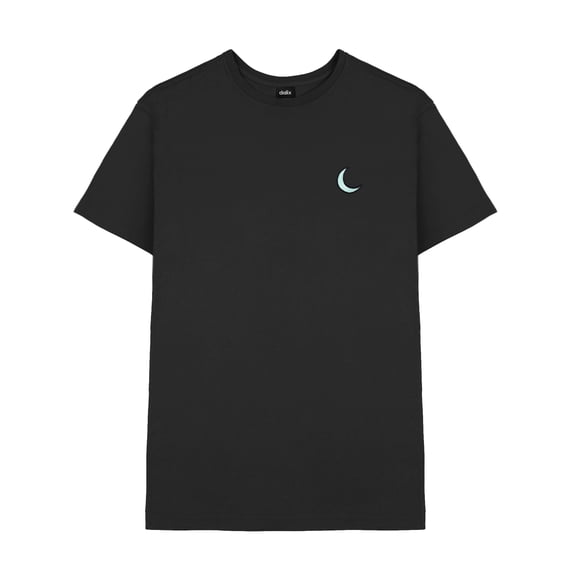 Dalix Moon Embroidered Crescent Astronomy Night Cotton Jersey Tee T Shirt Mens in Black S Small