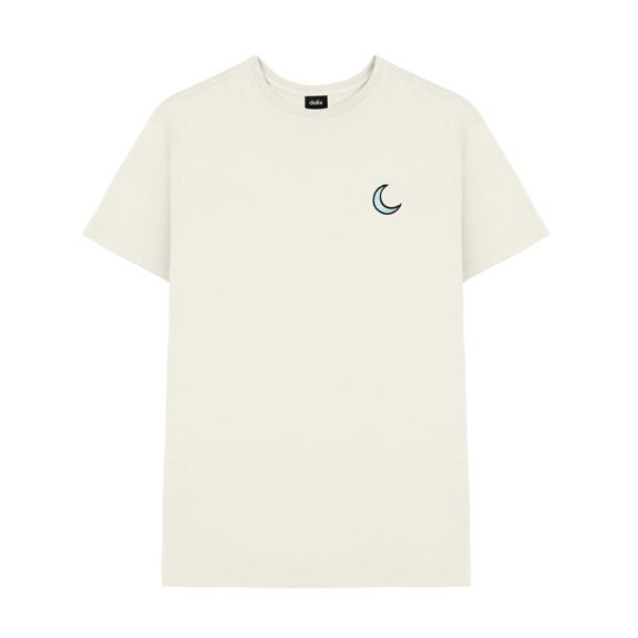 Dalix Moon Embroidered Crescent Astronomy Night Cotton Jersey Tee T Shirt Mens in Natural 3XL XXX-Large