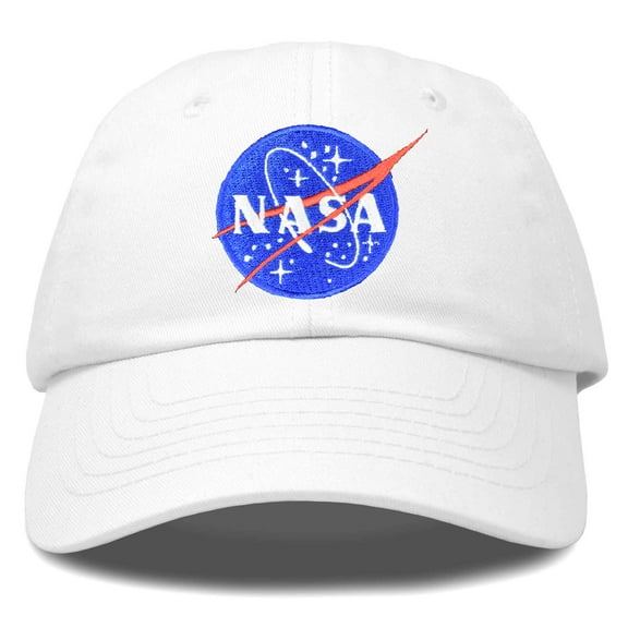 Dalix NASA Embroidered Mens Womens Cotton Dad Hat Baseball Cap Adjustable in White