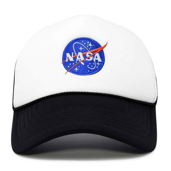 Dalix NASA Meatball Insignia Embroidered Trucker Hat in Black White