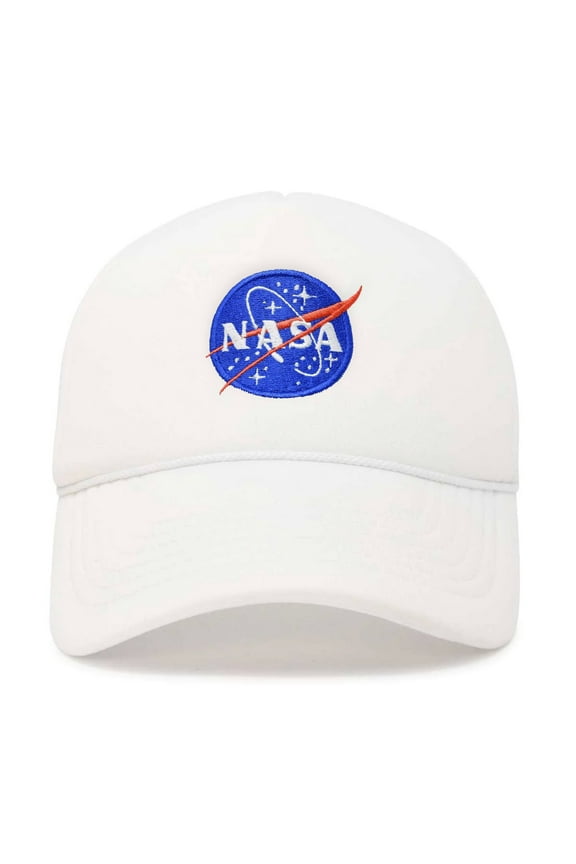 NASA Meatball Insignia Embroidered Trucker Hat in White