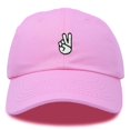 thumbnail image 1 of Dalix Peace Sign Embroidered V Cotton Dad Hat Baseball Cap Adjustable Mens in Light Pink, 1 of 5