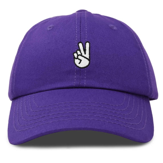Dalix Peace Sign Embroidered V Cotton Dad Hat Baseball Cap Adjustable Mens in Purple